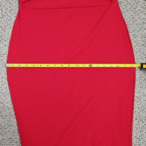 Quiz Off Shoulder Scuba Red Dress – Asymmetric Cut, Size (8-10) - Picture 11 of 11